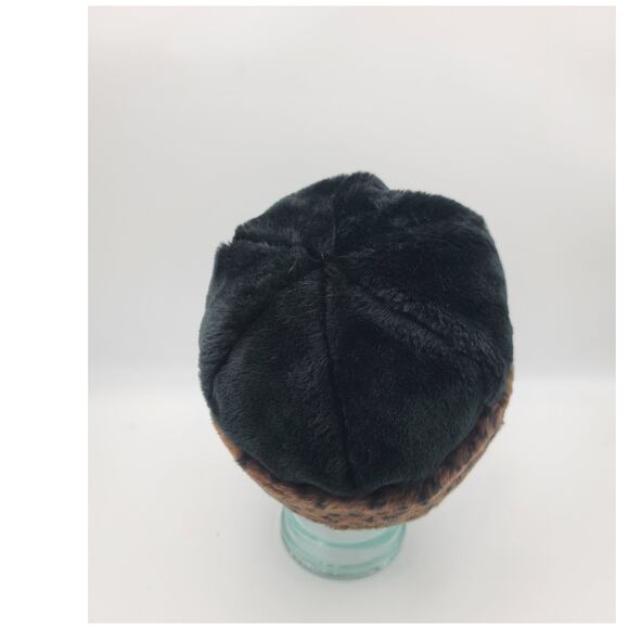 Leopard Print & Black Luxurious Soft Faux Fur Russian Hat Women's Size 7 3/8 - Picture 4 of 8